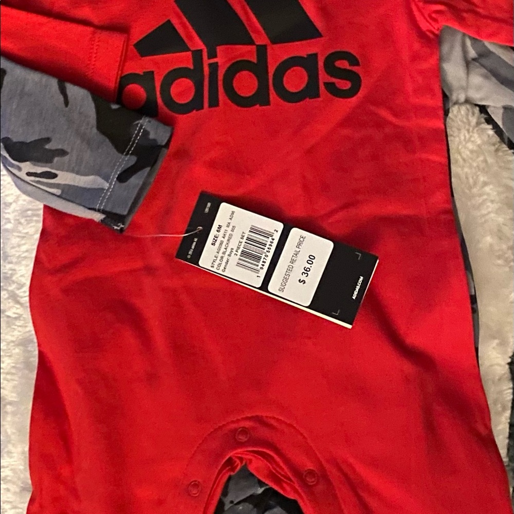 Set of two body suitsRed and grey camo.